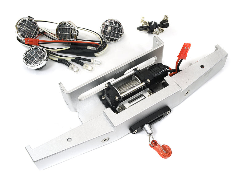 Alloy Machined Bumper w/ Winch & LED Lights for Tamiya Super Clod Buster