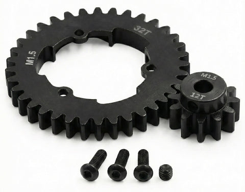 HD Steel 5mm Bore 12T Pinion+32T Spur Gear Set 1.5 MOD for Traxxas X-Maxx & XRT