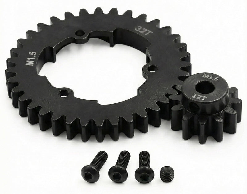 HD Steel 5mm Bore 12T Pinion+32T Spur Gear Set 1.5 MOD for Traxxas X-Maxx & XRT