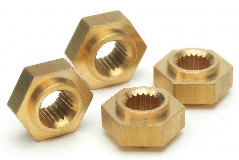 Brass Hex Wheel Hubs (4) for Tamiya Super Clod Buster