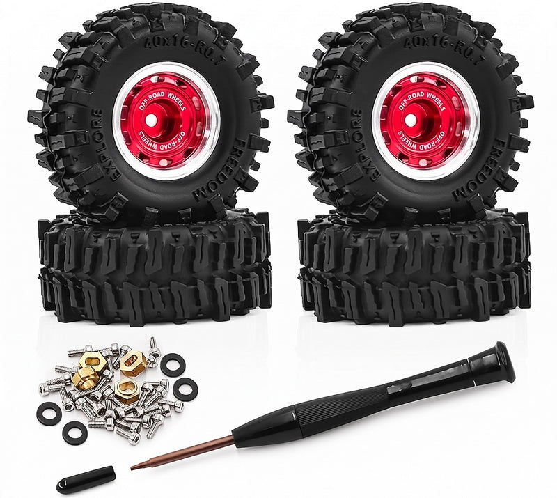 Alloy Machined Wheels and Tires Set for Axial SCX30