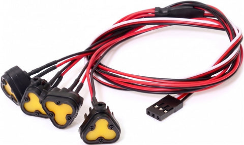 Realistic Spot LED Light (4 Yellow) Set, w/ 3rd Ch. On/Off/Flash for 1/10 & 1/8