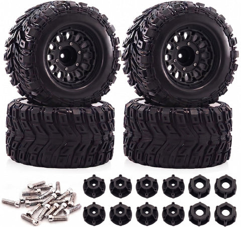 Off-Road 1/10 Size Wheel for 12mm 14mm & 17mm Hex & Tire Set (4) OD=128mm W=68mm