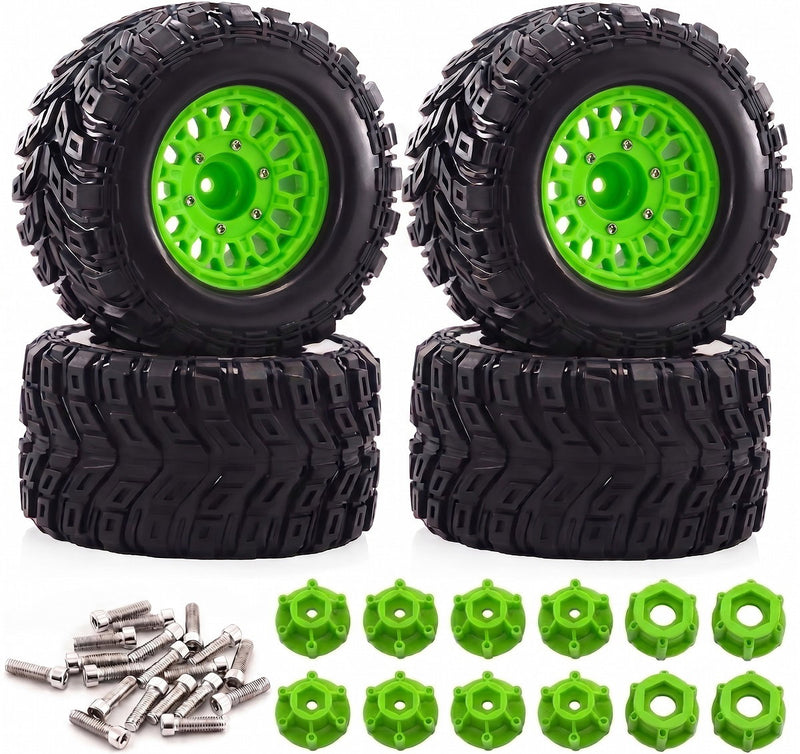 Off-Road 1/10 Size Wheel for 12mm 14mm & 17mm Hex & Tire Set (4) OD=128mm W=68mm