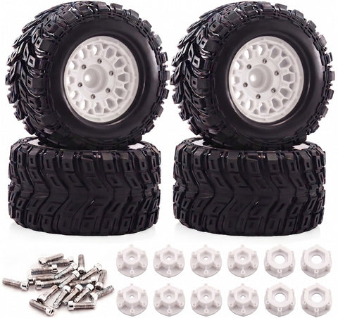 Off-Road 1/10 Size Wheel for 12mm 14mm & 17mm Hex & Tire Set (4) OD=128mm W=68mm