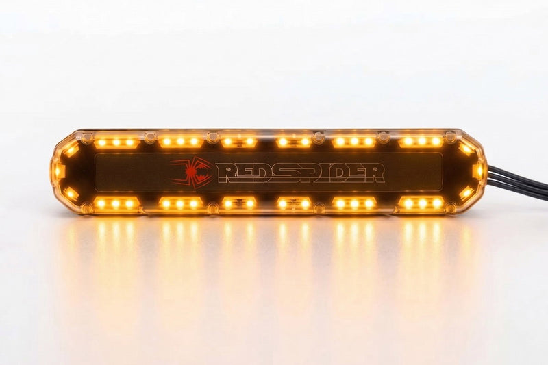 Roof Top Amber LED Light Bar On/Off w/ 5 Flashing Modes 114x24mm for 1/14 & 1/10