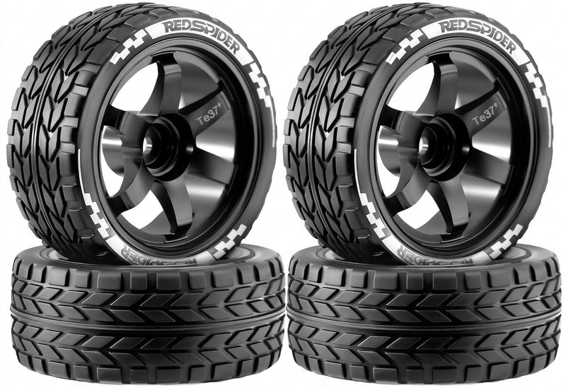 Alloy Wheel & Tire Set (4) for 1/10 Touring & On-Road W=26mm Offset 3.0mm