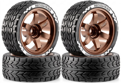 Alloy Wheel & Tire Set (4) for 1/10 Touring & On-Road W=26mm Offset 3.0mm