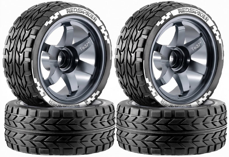 Alloy Wheel & Tire Set (4) for 1/10 Touring & On-Road W=26mm Offset 3.0mm