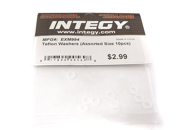 Assorted Sizes Teflon Washers Set, 10 Pieces - Durable White Shims