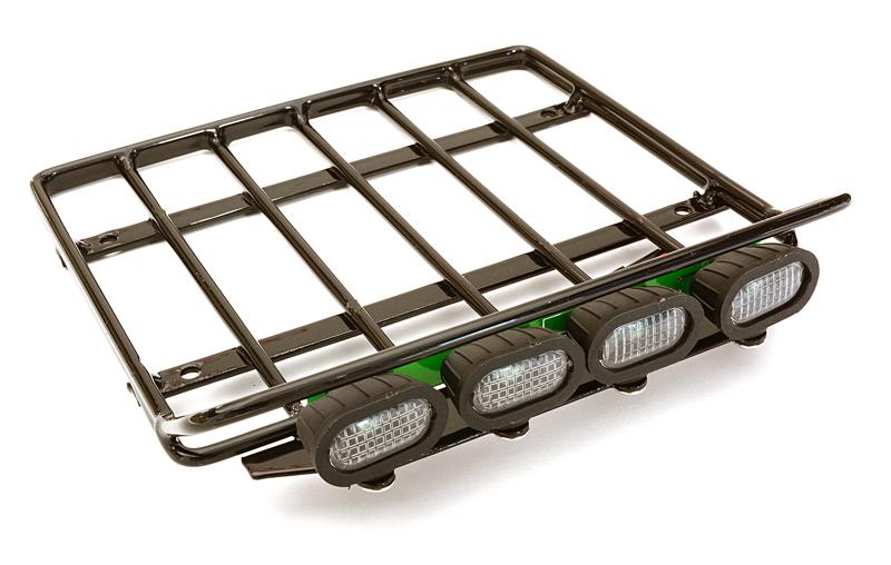 Realistic 1/10 Scale Luggage Tray 118x120x23mm with Roof Top LED Light Bar