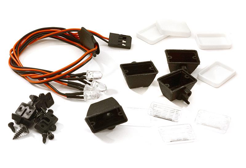 Realistic Spot Light (4) w/ LED, Plastic Housing for 1/10 & 1/8 Scale