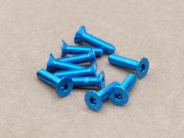 3 x 12mm Machine Type 7075-T6 Countersunk Hex Screw (Blue 10 Pcs)