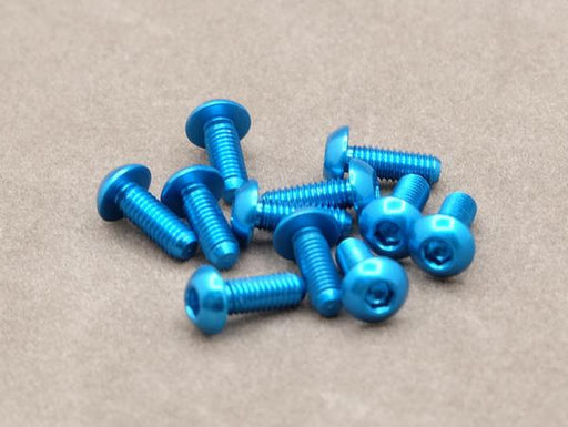 3 x 8mm Machine Type 7075-T6 Button Head Hex Screw (Blue10 Pcs)