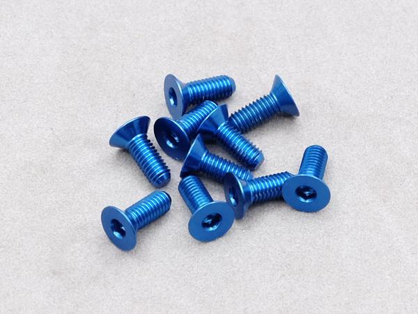 3 x 8mm Machine Type 7075-T6 Countersunk Hex Screw (Dark Blue 10 Pcs)