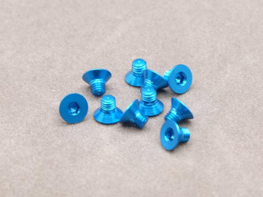 3 x 4mm Machine Type 7075-T6 Countersunk Hex Screw (Blue 10 Pcs)