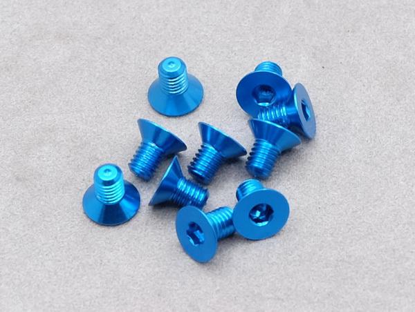 3 x 5mm Machine Type 7075-T6 Countersunk Hex Screw (Blue10 Pcs)