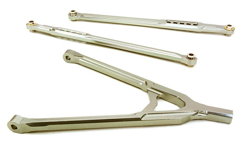 CNC Machined Aluminum Front Lower Chassis Linkages+Upper Y-Arm for Axial SCX-10