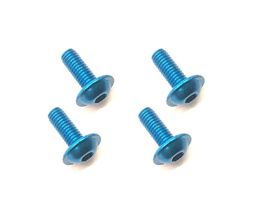 Square R/C M3 x 8mm Aluminum Button Head Hex Screws (Flanged) Light Blue (4 pcs)