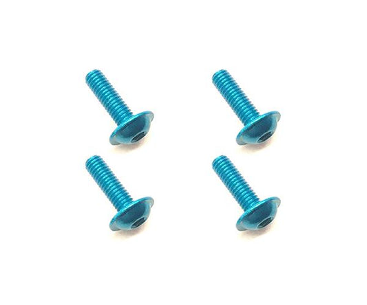 Square R/C M3 x 10mm Aluminum Button Head Hex Screws (Flanged) Light Blue 4 pcs