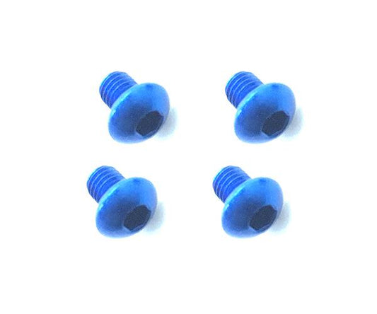 Square R/C M3 x 4mm Aluminum Button Head Hex Screws (Blue) 4 pcs.