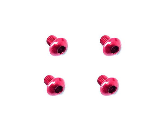 Square R/C M3 x 4mm Aluminum Button Head Hex Screws (Red) 4 pcs.