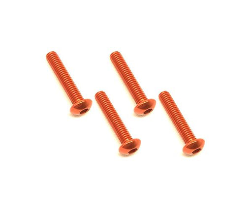 Square R/C M3 x 15mm Aluminum Button Head Hex Screws (Orange) 4 pcs.