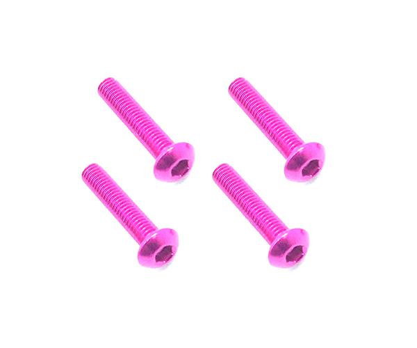 Square R/C M3 x 15mm Aluminum Button Head Hex Screws (Pink) 4 pcs.