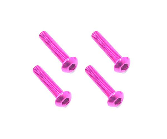 Square R/C M3 x 15mm Aluminum Button Head Hex Screws (Pink) 4 pcs.