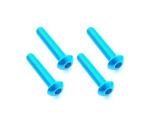 Square R/C M3 x 15mm Aluminum Button Head Hex Screws (Light Blue) 4 pcs.