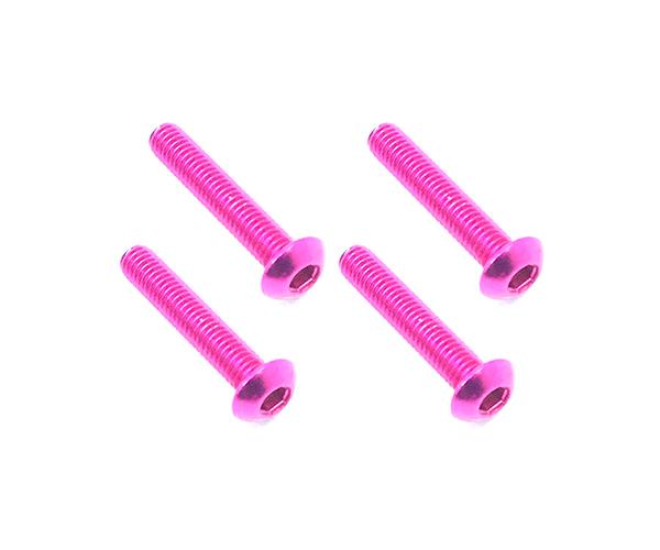 Square R/C M3 x 16mm Aluminum Button Head Hex Screws (Pink) 4 pcs.