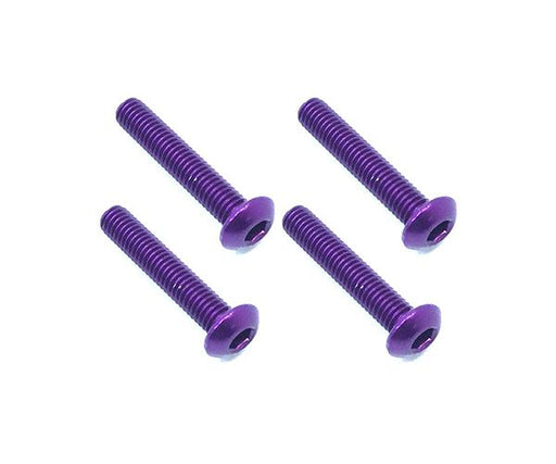 Square R/C M3 x 16mm Aluminum Button Head Hex Screws (Purple) 4 pcs.