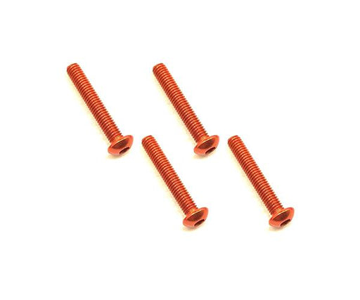 Square R/C M3 x 18mm Aluminum Button Head Hex Screws (Orange) 4 pcs.