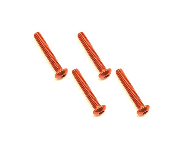 Square R/C M3 x 18mm Aluminum Button Head Hex Screws (Orange) 4 pcs.