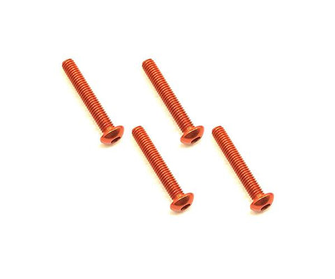 Square R/C M3 x 18mm Aluminum Button Head Hex Screws (Orange) 4 pcs.