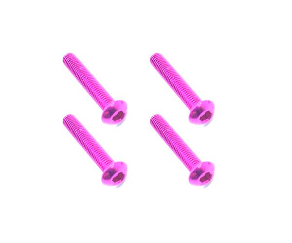 Square R/C M3 x 18mm Aluminum Button Head Hex Screws (Pink) 4 pcs.