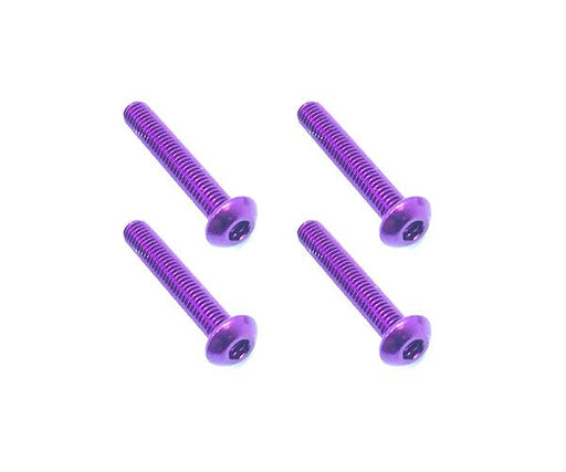 Square R/C M3 x 18mm Aluminum Button Head Hex Screws (Purple) 4 pcs.