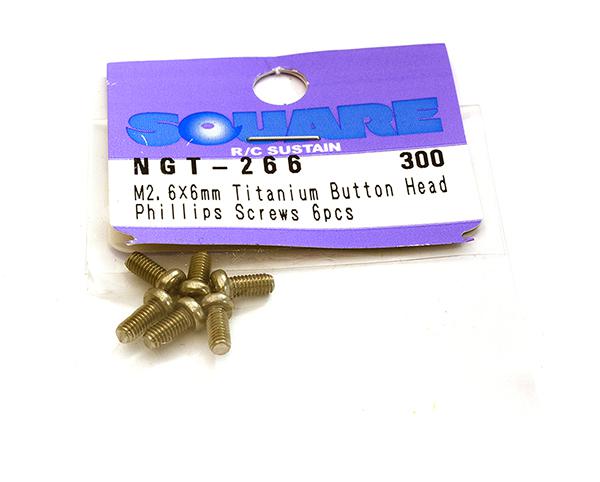 Square R/C M2.6 x 6mm Titanium Button Head Phillips Screws (6 pcs.)