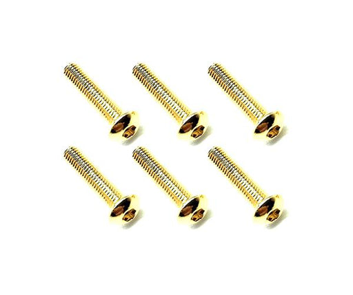 Square R/C M3 x 14mm Stainless Steel Button Head Hex Screws, Gold Plated 6 pcs.