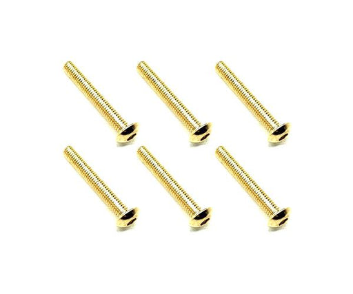 Square R/C M3 x 20mm Stainless Steel Button Head Hex Screws, Gold Plated 6 pcs.