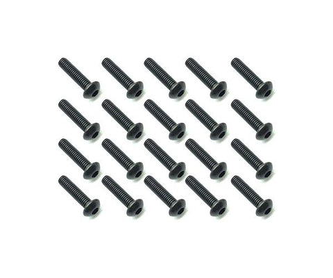 Square R/C M3 x 12mm Black Steel Button Head Hex Screws (20 pcs.)