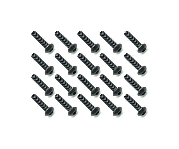 Square R/C M3 x 12mm Black Steel Button Head Hex Screws (20 pcs.)