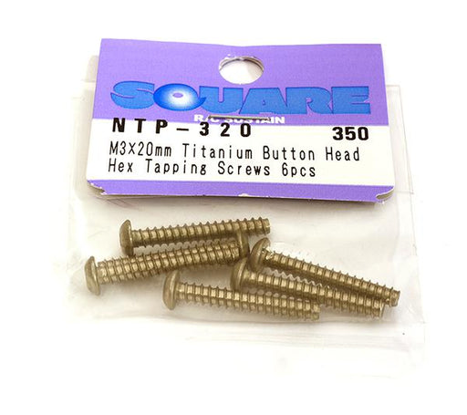 Square R/C M3 x 20mm Titanium Button Head Hex Screws (6 pcs.)