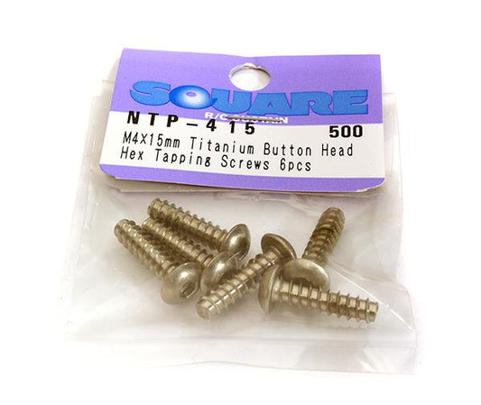 Square R/C M4 x 15mm Titanium Button Head Hex Screws (6 pcs.)