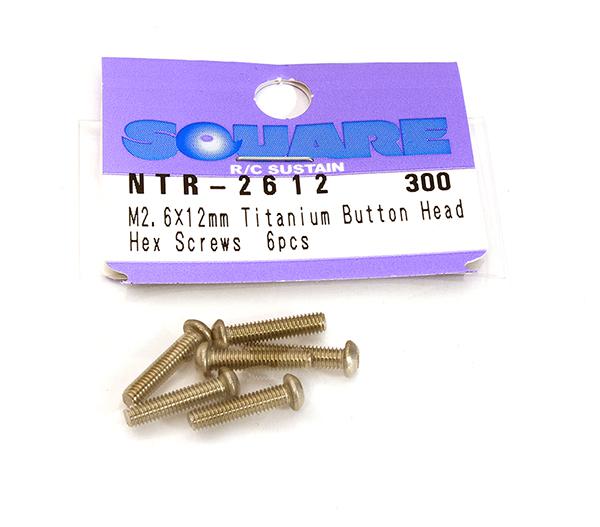 Square R/C M2.6 x 12mm Titanium Button Head Hex Screws (6 pcs.)