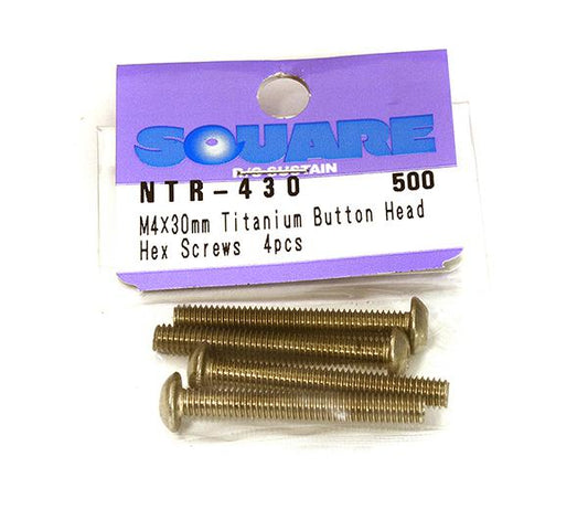 Square R/C M4 x 30mm Titanium Button Head Hex Screws (4 pcs.)