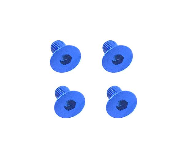 Square R/C M3 x 6mm Aluminum Flat Head Hex Screws (Blue) 4 pcs.