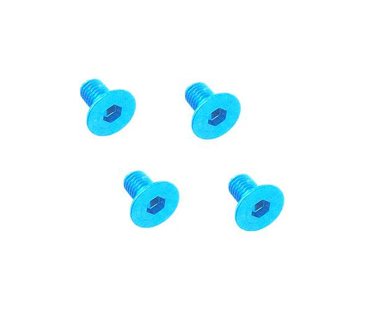 Square R/C M3 x 6mm Aluminum Flat Head Hex Screws (Light Blue) 4 pcs.