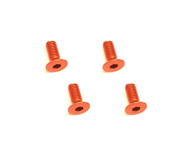 Square R/C M3 x 8mm Aluminum Flat Head Hex Screws (Orange) 4 pcs.