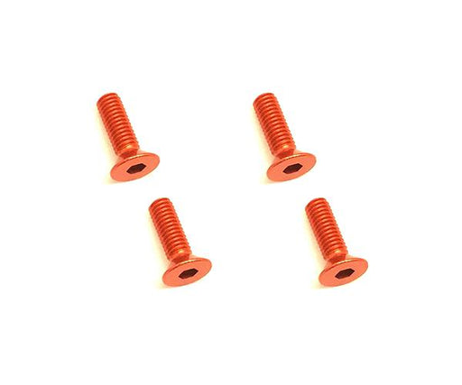 Square R/C M3 x 10mm Aluminum Flat Head Hex Screws (Orange) 4 pcs.